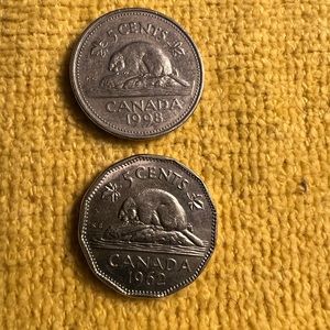 Collectible Canadian 5 Cent Coins (2 Pc.)